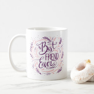 Caneca De Café Chic Letreiro à Mão Melhor Amiga de Todos os Tempo