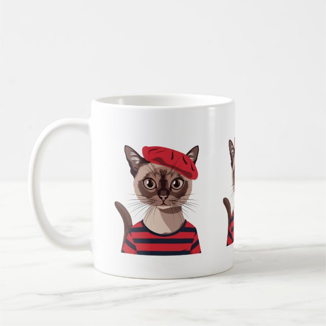 Caneca De Café Chic Parisiense Cat Mug (Esquerda)