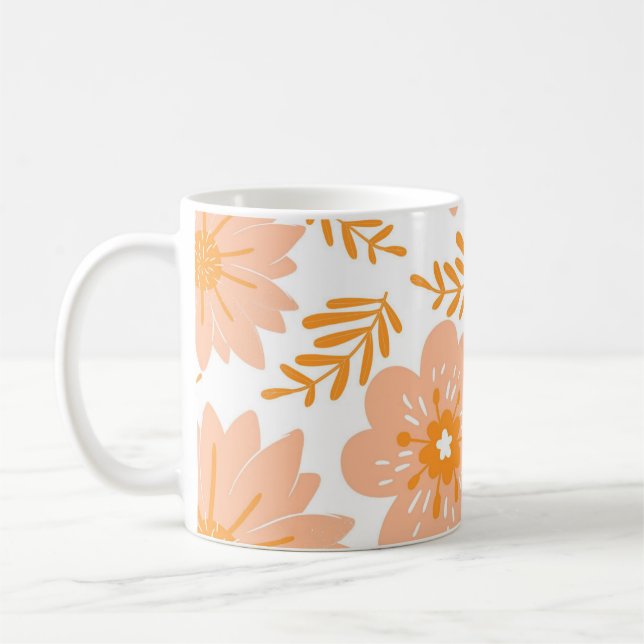 Caneca De Café Chic Peach Fuzz Floral H2K (Esquerda)