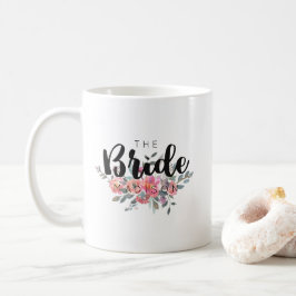 Caneca De Café Chic Watercolor Floral Wedding Bride