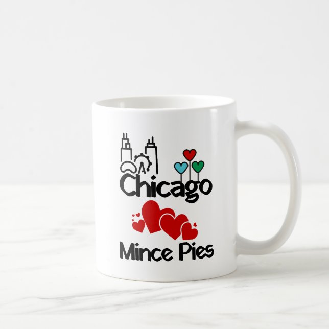 Caneca De Café Chicago ama Mince Pies Cityscape (Direita)