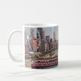 Caneca De Café Chicago Illinois | Chicago River Skyline Lembrança