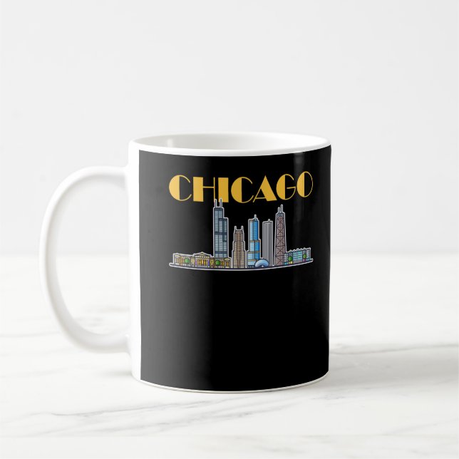 Caneca De Café Chicago Illinois City Skyline (Esquerda)