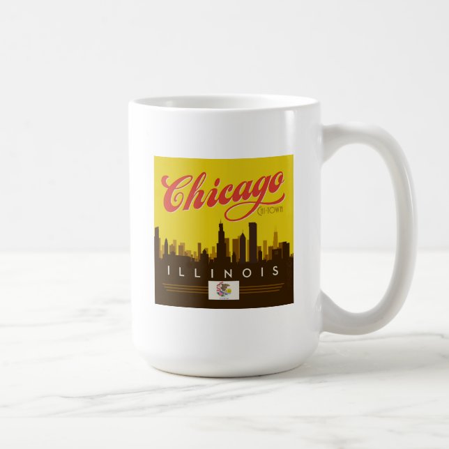 Caneca De Café Chicago Illinois Skyline (Direita)