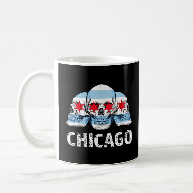 Caneca De Café Chicago para Men Chicago Flag Trabalho de arte com (Esquerda)