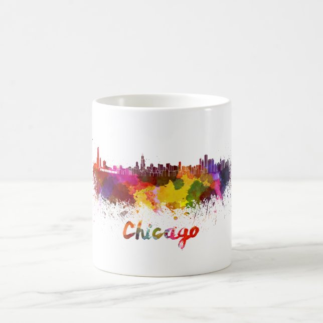 Caneca De Café Chicago skyline in watercolor (Centro)