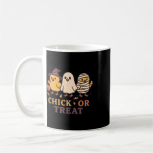 Caneca De Café Chick Or Treat Assustador Fantasma Bruxa Momia Gal