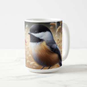 Caneca De Café Chickadee Perchido na Cerca