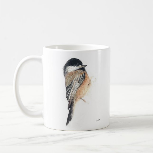 Caneca De Café Chickadee Watercolor Art Coffee Mug (Esquerda)