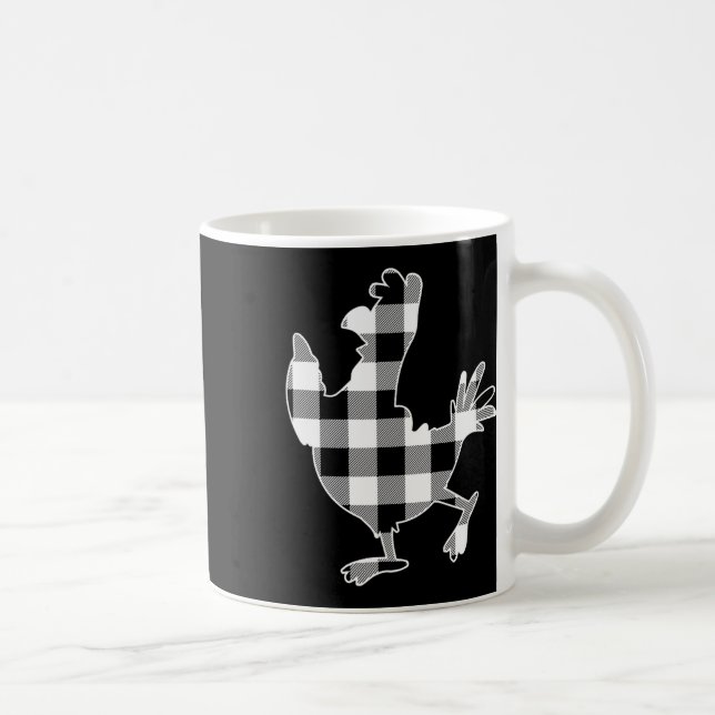 Caneca De Café Chicken Black &amp; White Buffalo Xadrez Feliz Chr (Direita)