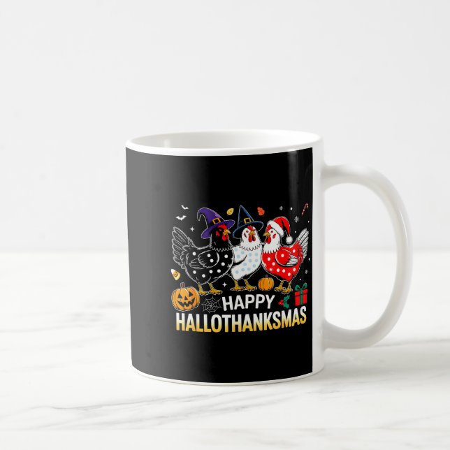 Caneca De Café Chicken Halloween Thanksgiving Funny Happy Halloth (Direita)