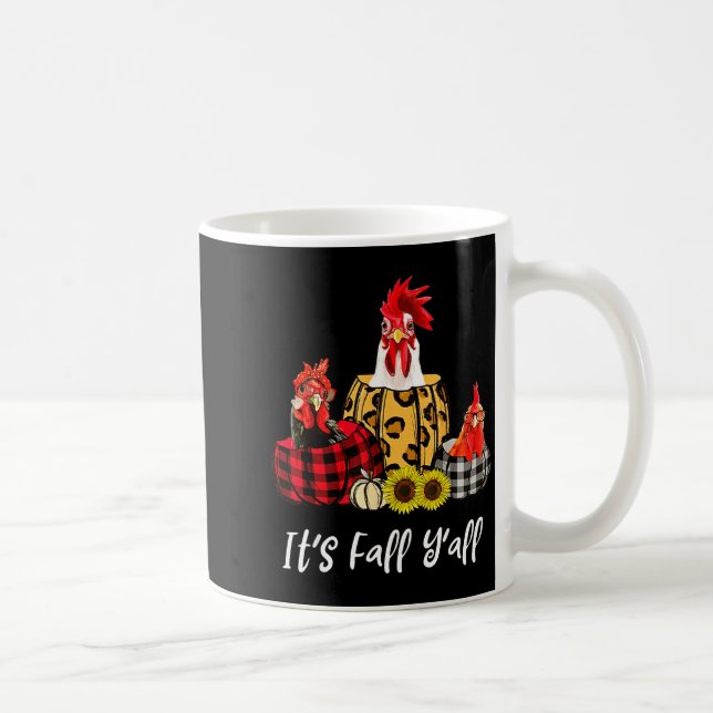 Caneca De Café Chicken It's Fall Y'all Leopard Pumpkin Autumn Tha (Direita)
