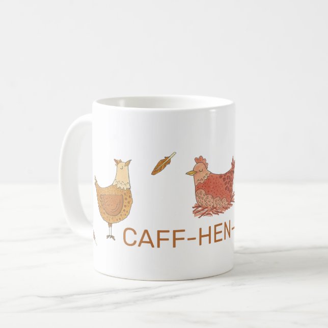 Caneca De Café Chicken Lovers Caffeinado Funny (Frente Esquerda)