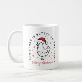 Caneca De Café Chicken Merry Christmas country funny farm animal