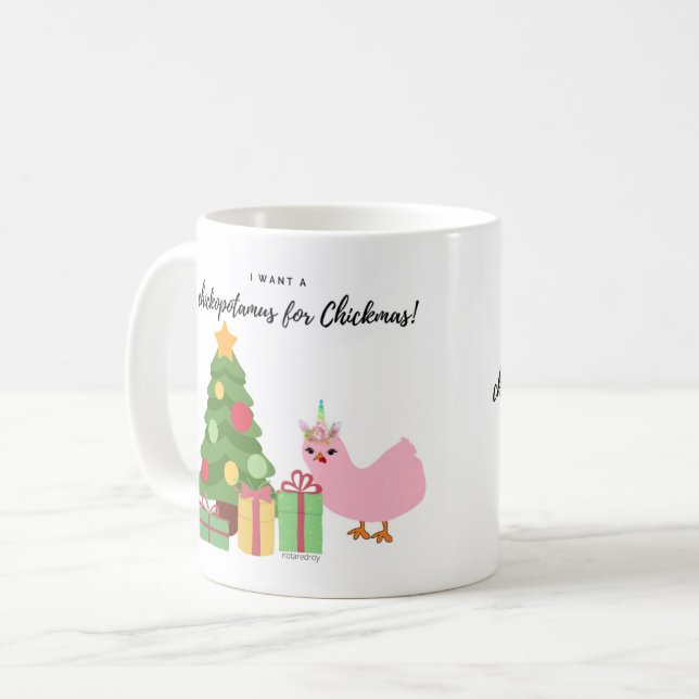 Caneca De Café Chickopotamus para o Natal (Frente Esquerda)
