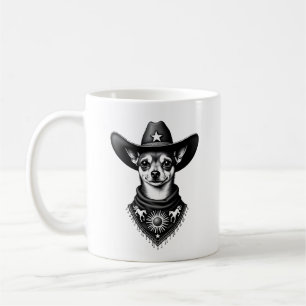 Caneca De Café Chihuahua Antigo Estilo de Gravura Cowboy Ocidenta