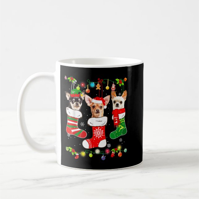 Caneca De Café Chihuahua Christmas Lights Gift Funny Xmas Dog Lov (Esquerda)