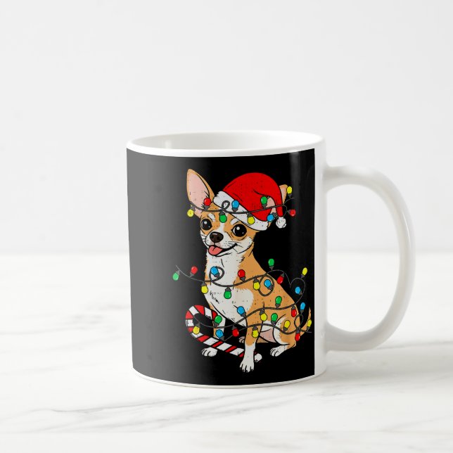 Caneca De Café Chihuahua Dog Christmas Lights Santa Xmas Pet Dog  (Direita)