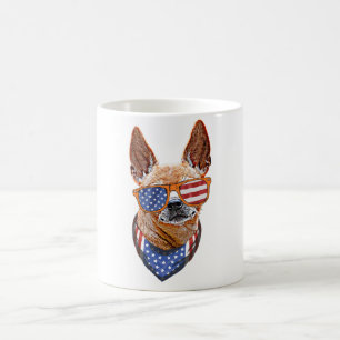 Caneca De Café Chihuahua Dog EUA Independência Americana 4 de jul