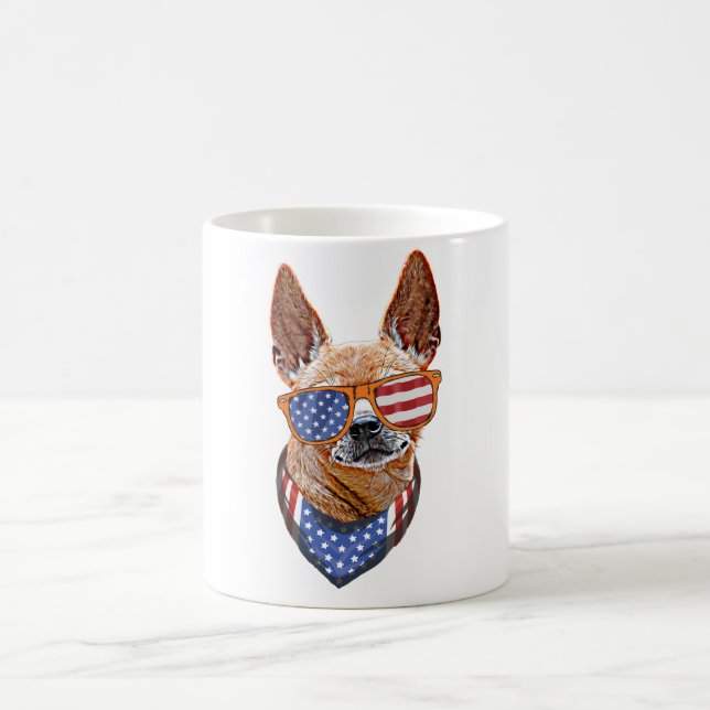 Caneca De Café Chihuahua Dog EUA Independência Americana 4 de jul (Centro)