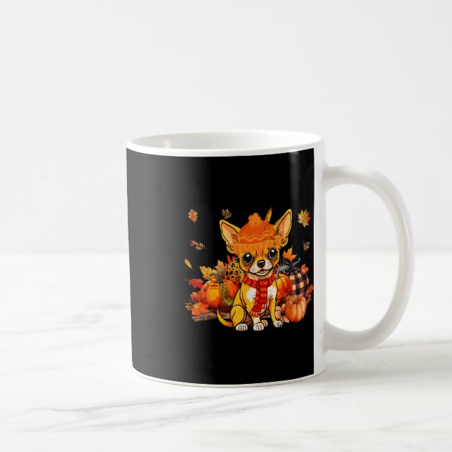 Caneca De Café Chihuahua Dog Fall Scarf Leopard Pumpkins Autumn L (Direita)