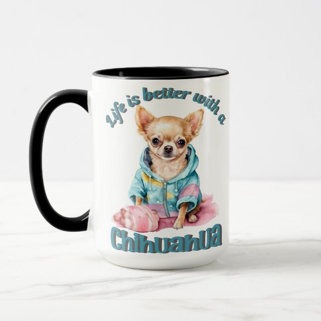 Caneca De Café Chihuahua Dog Lover Coffee Mug Personalizado (Esquerda)