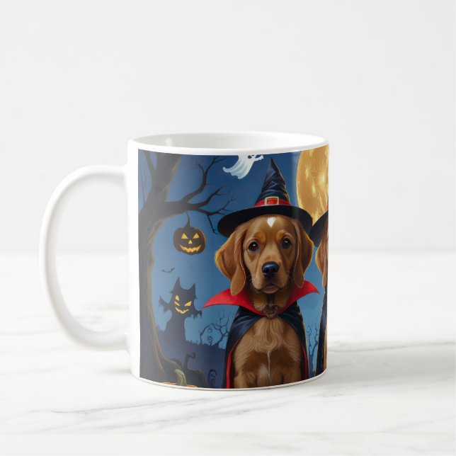 Caneca De Café Chihuahua Dog Pumpkin Halloween Engraçado (Esquerda)