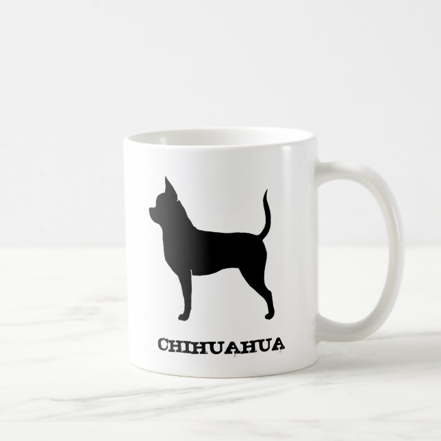 Caneca De Café Chihuahua Dog Raça Silhuettes Personalizados (Direita)