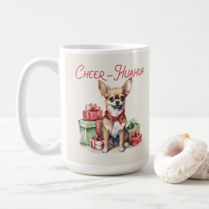 Caneca De Café Chihuahua Engraçado Cachorro de Natal