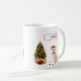 Caneca De Café Chihuahua Engraçado Cachorro de Natal com Árvore