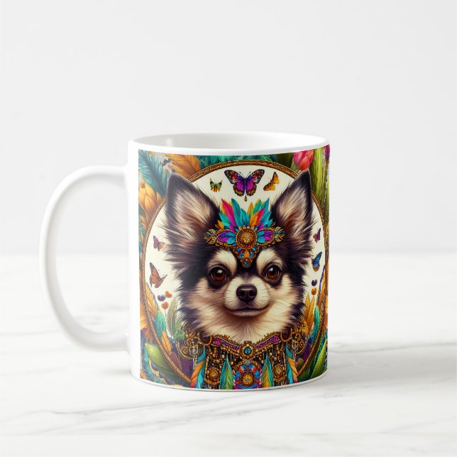 Caneca De Café Chihuahua Mexicano Floral Art (Esquerda)