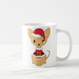 Caneca De Café Chihuahua no terno do papai noel