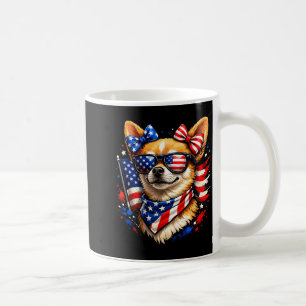 Caneca De Café Chihuahua patriótico óculos de sol bandeira americ