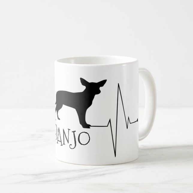Caneca De Café Chihuahua Personalizado Ama Meu Cachorro Bater (Frente Esquerda)