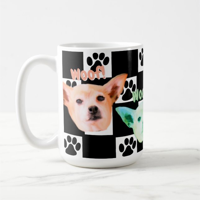 Caneca De Café Chihuahua Preto E Branco (Esquerda)