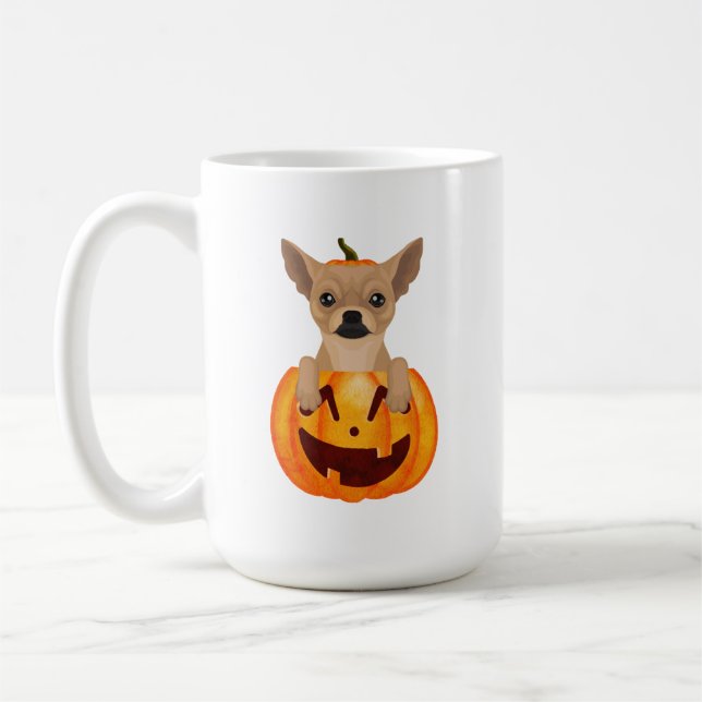 Caneca De Café Chihuahua Pumpkin Café Mug (Esquerda)