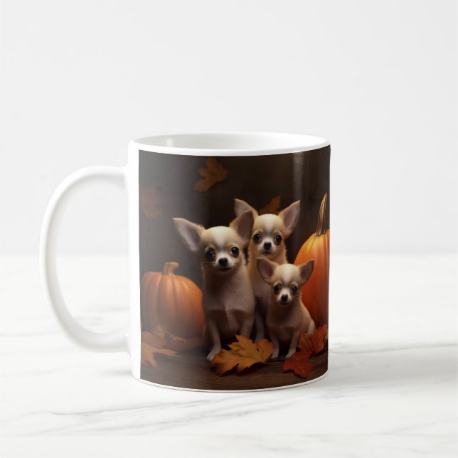 Caneca De Café Chihuahua Puppy Autumn Delight Pumpkin (Esquerda)