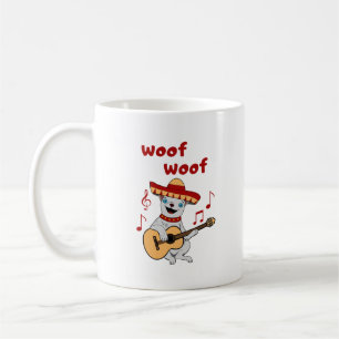 Caneca De Café Chihuahua tocando violão. Cachorro Engraçado
