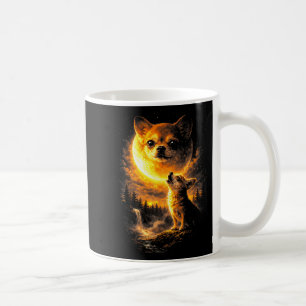 Caneca De Café Chihuahua uivando para a lua cachorro engraçado vi