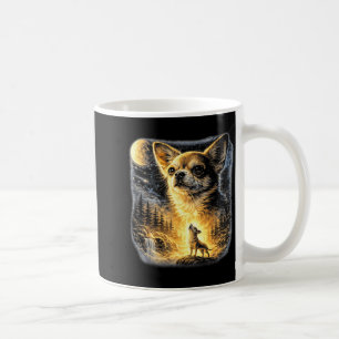 Caneca De Café Chihuahua uivando para a lua engraçado vintage