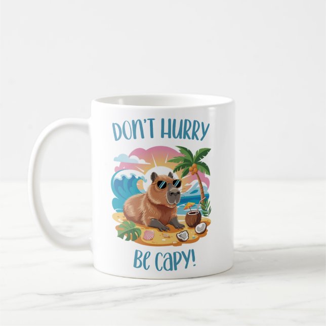 Caneca De Café Chill Capybara Beach Vibes - Não se apresse a ser  (Esquerda)