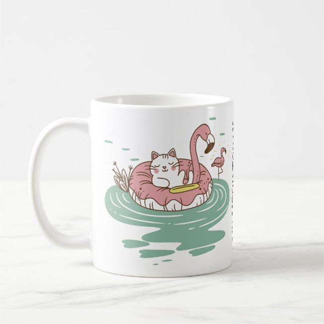 Caneca De Café Chill Cat Flamingo Float Mug (Esquerda)