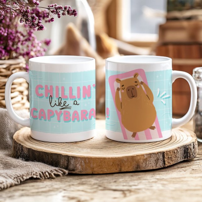 Caneca De Café Chillin 'Like a Capybara Funny Summer Trendy (Criador carregado)