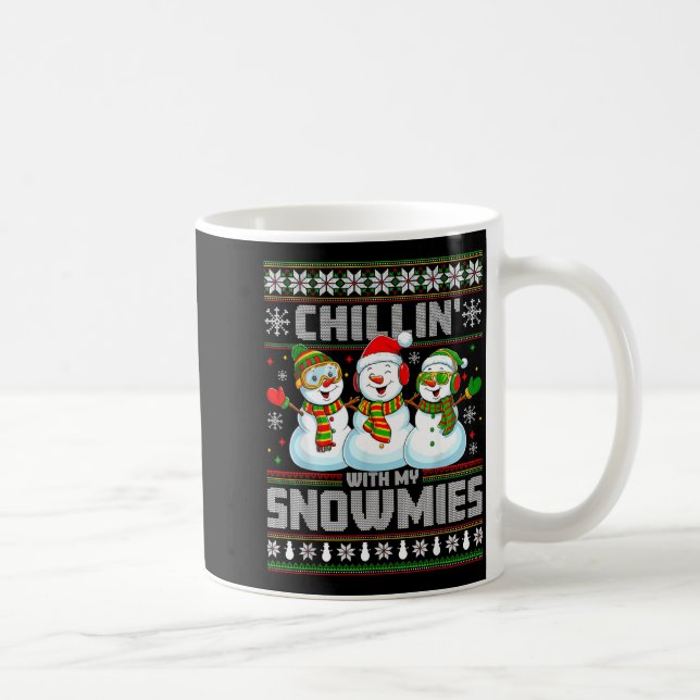 Caneca De Café Chillin With My Snowmies Funny Xmas Snowman Christ (Direita)