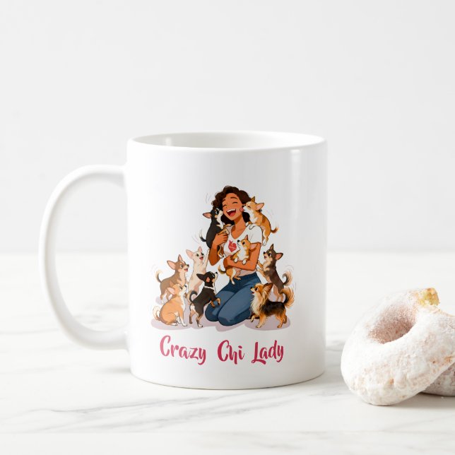 Caneca De Café Chimigos - Louca Dona do Chi - Chihuahua  (Com Donut)