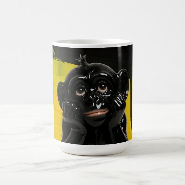 Caneca De Café Chimp preto a frio (Centro)