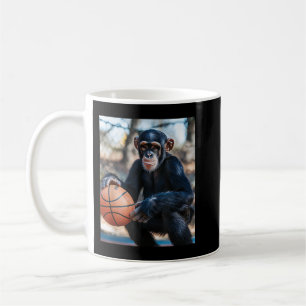 Caneca De Café Chimpanzé Basquete Macaco Engraçado