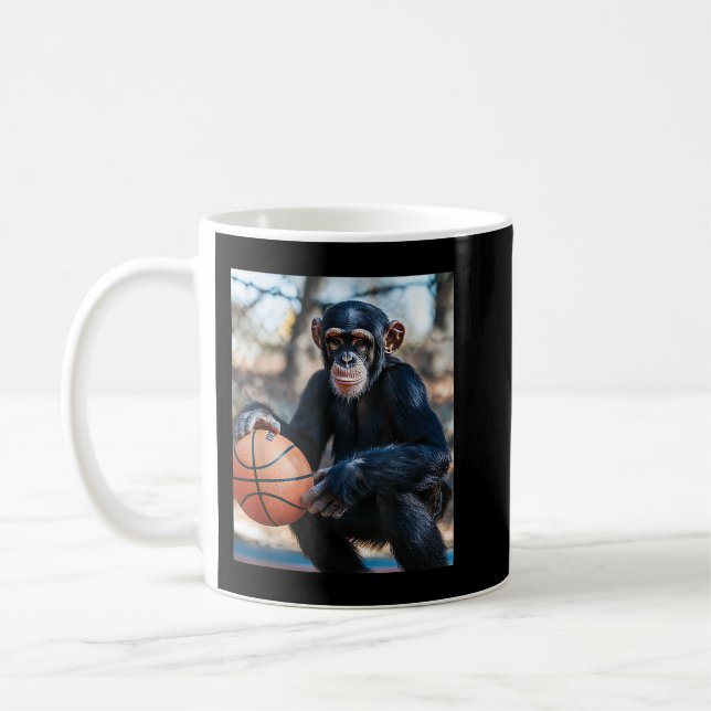 Caneca De Café Chimpanzé Basquete Macaco Engraçado (Esquerda)