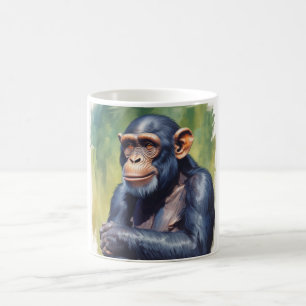 Caneca De Café Chimpanzé Engraçado e Louco