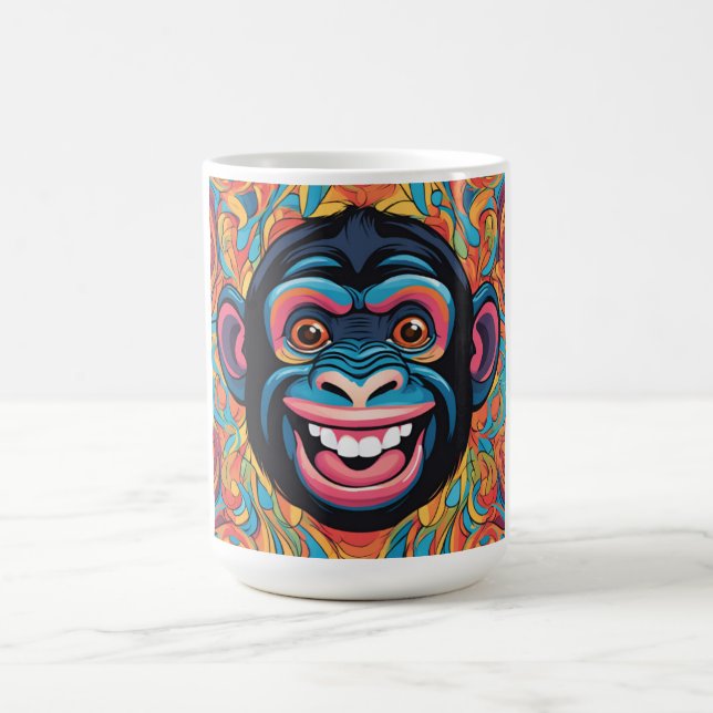 Caneca De Café Chimpanzé Engraçado e Louco (Centro)